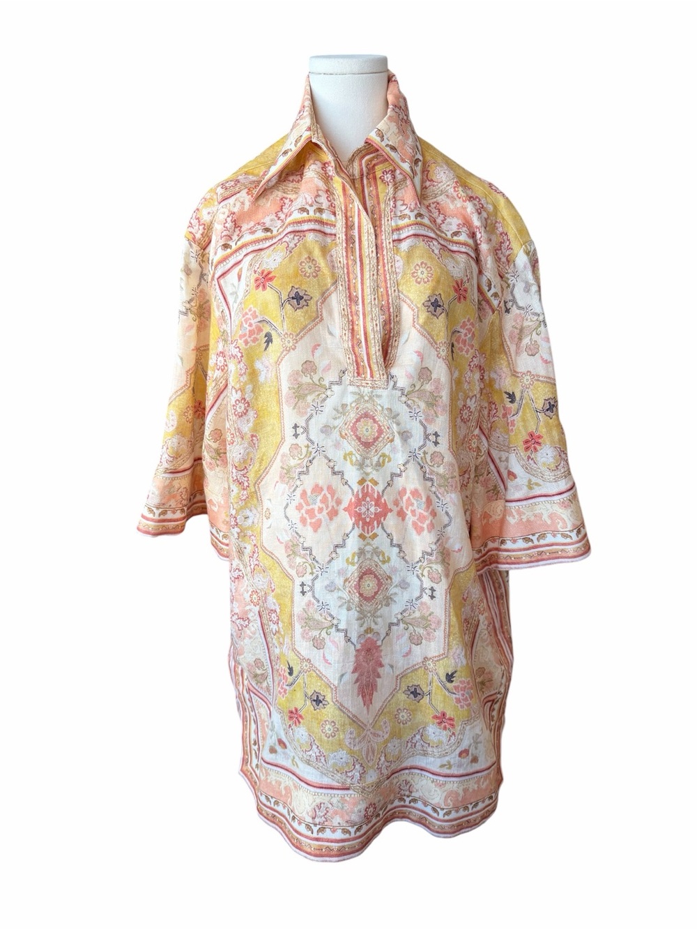 Z_ Zimmermann Wylie Tunic Dress in Mustard Multi